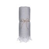 Serviette de plage en coton recycle 150 g/m2. Effet melange et franges