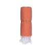 Serviette de plage en coton recycle 150 g/m2. Effet melange et franges
