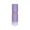 Serviette de plage en coton recycle 150 g/m2. Effet melange et franges