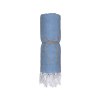 Serviette de plage en coton recycle 150 g/m2. Effet melange et franges