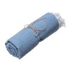 Serviette de plage en coton recycle 150 g/m2. Effet melange et franges