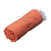 Serviette de plage en coton recycle 150 g/m2. Effet melange et franges