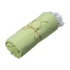 Serviette de plage en coton recycle 150 g/m2. Effet melange et franges