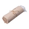 Serviette de plage en coton recycle 150 g/m2. Effet melange et franges