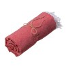 Serviette de plage en coton recycle 150 g/m2. Effet melange et franges