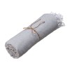 Serviette de plage en coton recycle 150 g/m2. Effet melange et franges