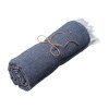 Serviette de plage en coton recycle 150 g/m2. Effet melange et franges