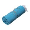 Serviette de plage en coton recycle 150 g/m2. Effet melange et franges