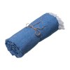 Serviette de plage en coton recycle 150 g/m2. Effet melange et franges