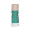 Serviette de plage en coton recycle 180 g/m2. Effet chine et franges