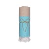 Serviette de plage en coton recycle 180 g/m2. Effet chine et franges