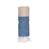 Serviette de plage en coton recycle 180 g/m2. Effet chine et franges
