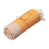 Serviette de plage en coton recycle 180 g/m2. Effet chine et franges