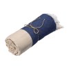 Serviette de plage en coton recycle 180 g/m2. Effet chine et franges