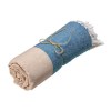 Serviette de plage en coton recycle 180 g/m2. Effet chine et franges