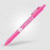 Stylo Bloom en plastique recyclé avec corps soft-touch et mécanisme rétractable (+Sérigraphie)