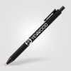 Stylo Bloom en plastique recyclé avec corps soft-touch et mécanisme rétractable (+Sérigraphie)