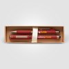 Coffret cadeau stylo York, plastique recyclé, finition bronze (+4 Colour Inkjet)