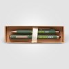 Coffret cadeau stylo York, plastique recyclé, finition bronze (+4 Colour Inkjet)