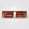 Coffret cadeau stylo York, plastique recyclé, finition bronze, boîte décorée - marquée (+4 Colour Inkjet)