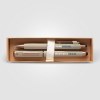 Coffret cadeau stylo York, plastique recyclé, finition bronze, boîte décorée - marquée (+4 Colour Inkjet)