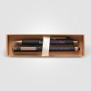 Coffret cadeau stylo York, plastique recyclé, finition bronze, boîte décorée - marquée (+4 Colour Inkjet)
