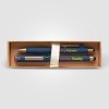 Coffret cadeau stylo York, plastique recyclé, finition bronze, boîte décorée - marquée (+4 Colour Inkjet)