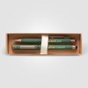 Coffret cadeau stylo York, plastique recyclé, finition bronze, boîte décorée - marquée (+4 Colour Inkjet)