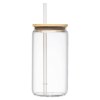 Gobelet Cádiz en verre avec couvercle en bambou - 500 ml (+Sérigraphie)