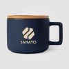 Mug Café Virtuoso en céramique avec couvercle en bambou – 355 mL - Ceram-X (+Laser)