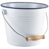 Seau en émail blanc avec bord bleu (5,2 litres)