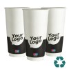 Tasse en papier recyclable à double paroi - couleur (500ml/20oz)