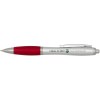 Stylo bille RCS en plastique recyclé avec corps argenté et grip coloré (encre noire) Nash
