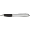 Stylo bille RCS en plastique recyclé avec corps argenté et grip coloré (encre noire) Nash