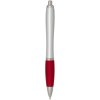 Stylo bille RCS en plastique recyclé avec corps argenté et grip coloré (encre noire) Nash