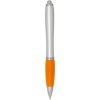 Stylo bille RCS en plastique recyclé avec corps argenté et grip coloré (encre noire) Nash