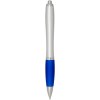 Stylo bille RCS en plastique recyclé avec corps argenté et grip coloré (encre noire) Nash