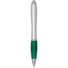 Stylo bille RCS en plastique recyclé avec corps argenté et grip coloré (encre noire) Nash