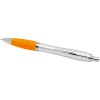 Stylo bille RCS en plastique recyclé avec corps argenté et grip coloré (encre noire) Nash