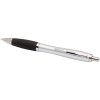 Stylo bille RCS en plastique recyclé avec corps argenté et grip coloré (encre noire) Nash