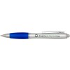Stylo bille RCS en plastique recyclé avec corps argenté et grip coloré (encre noire) Nash