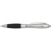 Stylo bille RCS en plastique recyclé avec corps argenté et grip coloré (encre noire) Nash
