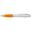 Stylo bille RCS en plastique recyclé avec corps argenté et grip coloré (encre noire) Nash