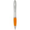 Stylo bille RCS en plastique recyclé avec corps argenté et grip coloré (encre noire) Nash