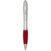 Stylo bille RCS en plastique recyclé avec corps argenté et grip coloré (encre noire) Nash