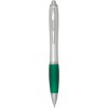 Stylo bille RCS en plastique recyclé avec corps argenté et grip coloré (encre noire) Nash