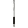 Stylo bille RCS en plastique recyclé avec corps argenté et grip coloré (encre noire) Nash