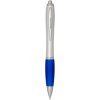 Stylo bille RCS en plastique recyclé avec corps argenté et grip coloré (encre noire) Nash