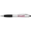 Stylo bille à stylet en plastique recyclé RCS avec corps coloré et grip noir (encre bleue) Nash