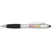 Stylo bille à stylet en plastique recyclé RCS avec corps coloré et grip noir (encre noire) Nash